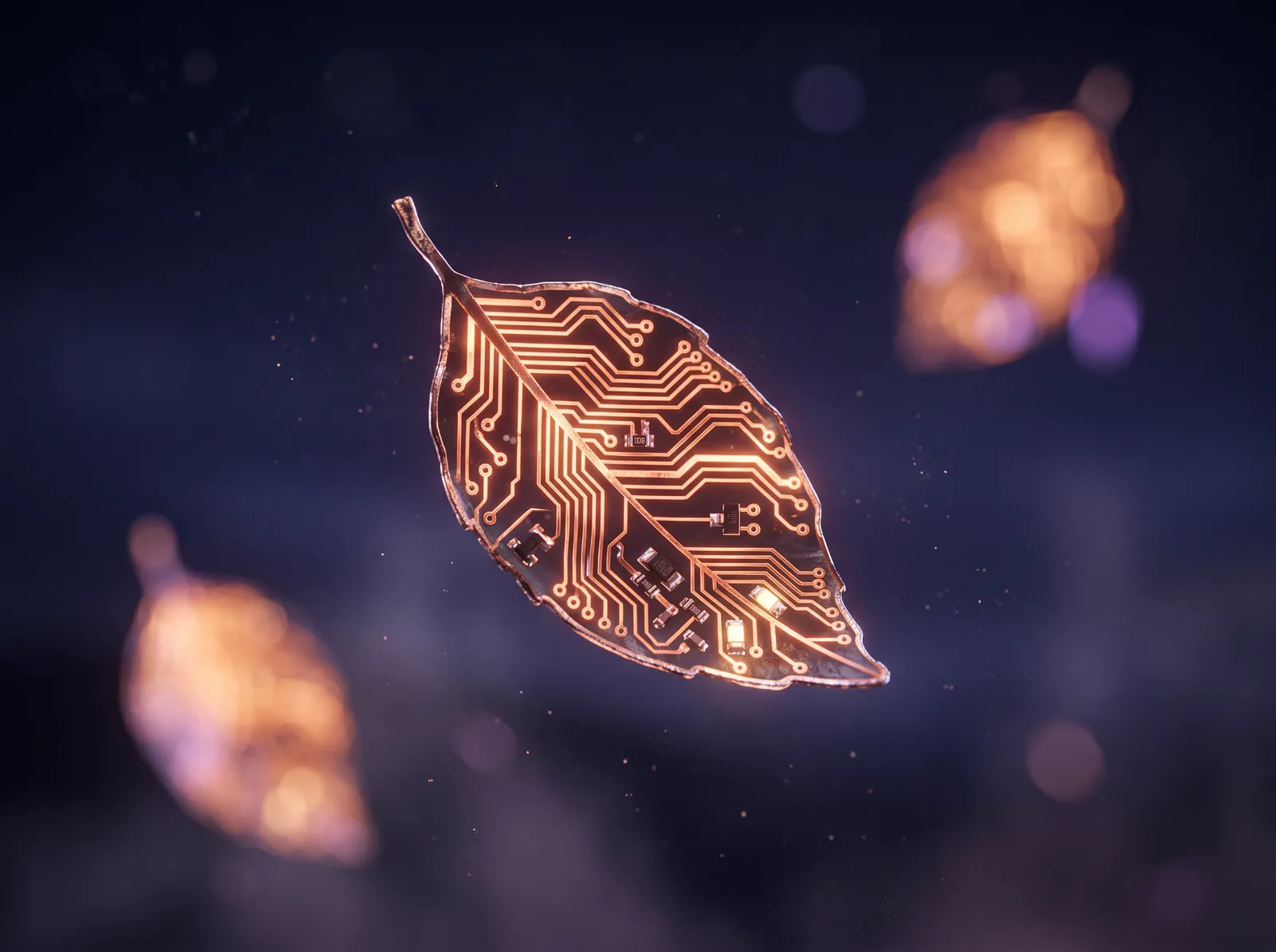 An amber circuit leaf